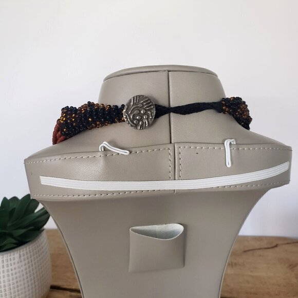 South African Hand Woven Hand Beaded Multistrand Chunky Beaded Twist Necklace - Picture 8 of 12